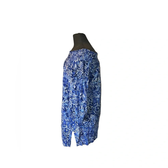 Lauren Ralph Lauren Summer Dress/Cover Up Floral Paisley Blue & White | … - Picture 3 of 6